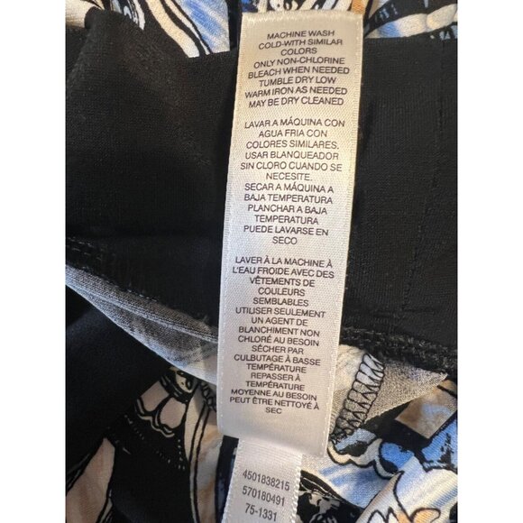 WHBM Dress Black Blue White L Large 3/4 Long Sleeve Stretch Sheath Washable - Picture 9 of 9